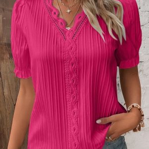 Limited Stock🛒47%OFF🔥V Neck Plain Lace Elegant Shirt(Buy 2 Free Shipping)